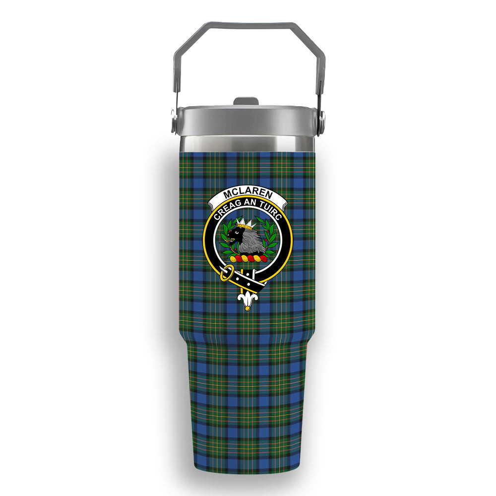ScotsTee Shop Scottish McLaren Ancient Crest Tartan Flip Straw Tumbler 20oz 30oz