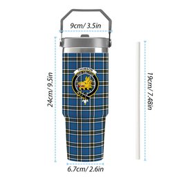 ScotsTee Shop Scottish Thomson Blue Crest Tartan Flip Straw Tumbler 20oz 30oz