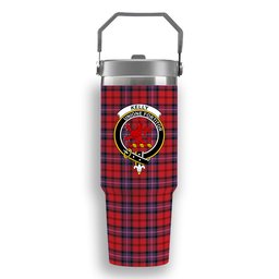ScotsTee Shop Scottish Kelly of Sleat Red Modern Crest Tartan Flip Straw Tumbler 20oz 30oz