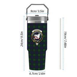 ScotsTee Shop Scottish Lockhart Modern Crest Tartan Flip Straw Tumbler 20oz 30oz