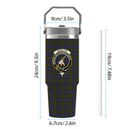ScotsTee Shop Scottish McMillan Hunting Modern Crest Tartan Flip Straw Tumbler 20oz 30oz