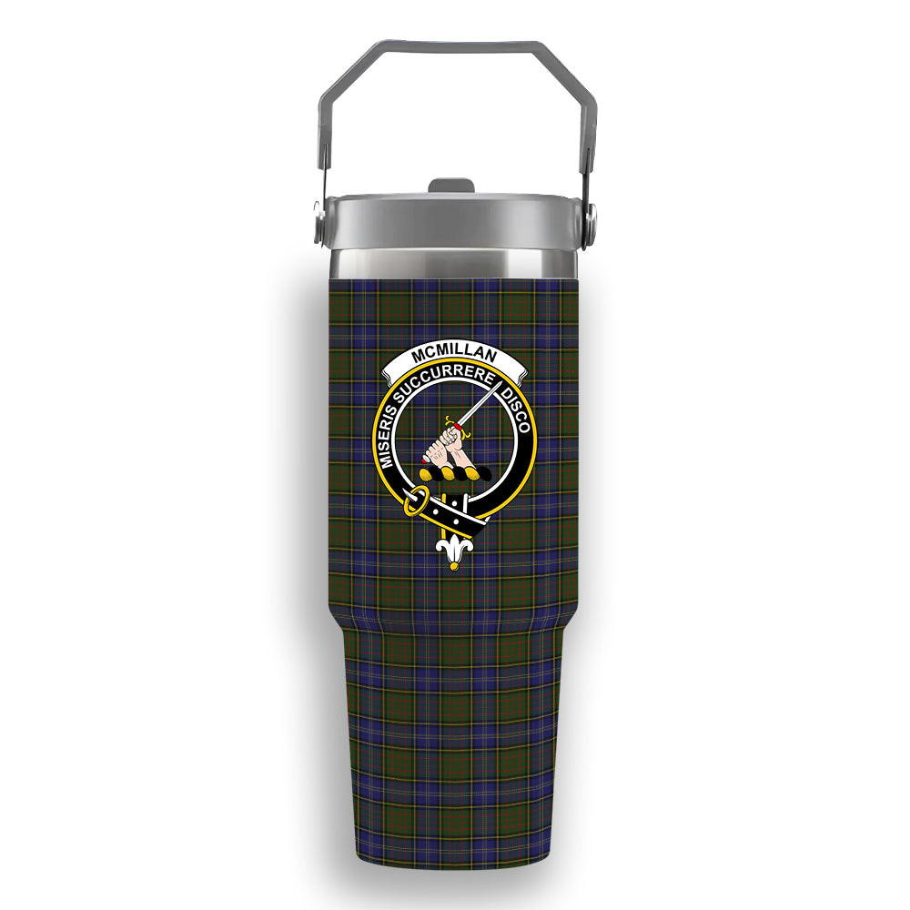 ScotsTee Shop Scottish McMillan Hunting Modern Crest Tartan Flip Straw Tumbler 20oz 30oz