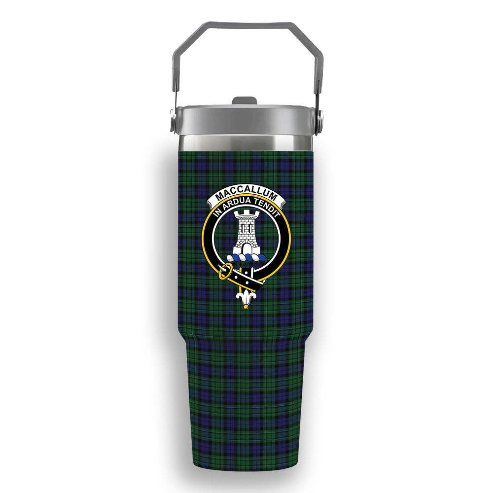 ScotsTee Shop Scottish MacCallum Modern Crest Tartan Flip Straw Tumbler 20oz 30oz