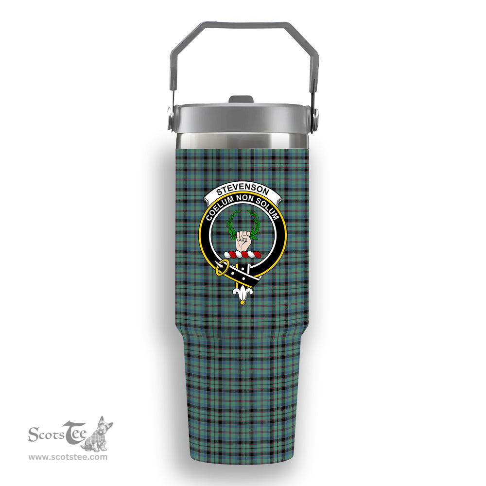 ScotsTee Shop Scottish Stevenson Ancient Crest Tartan Flip Straw Tumbler 20oz 30oz