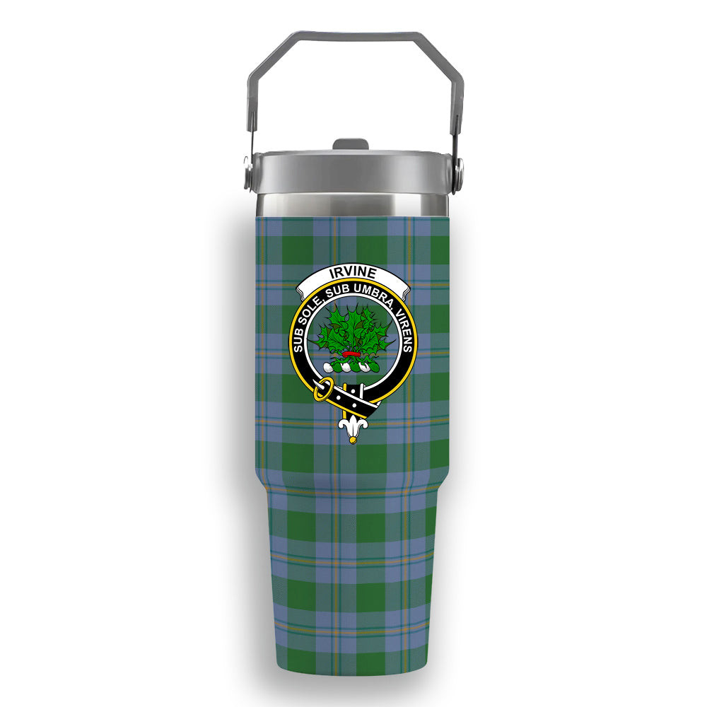 ScotsTee Shop Scottish Irvine of Bonshaw Ancient Crest Tartan Flip Straw Tumbler 20oz 30oz