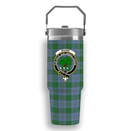 ScotsTee Shop Scottish Irvine of Bonshaw Ancient Crest Tartan Flip Straw Tumbler 20oz 30oz