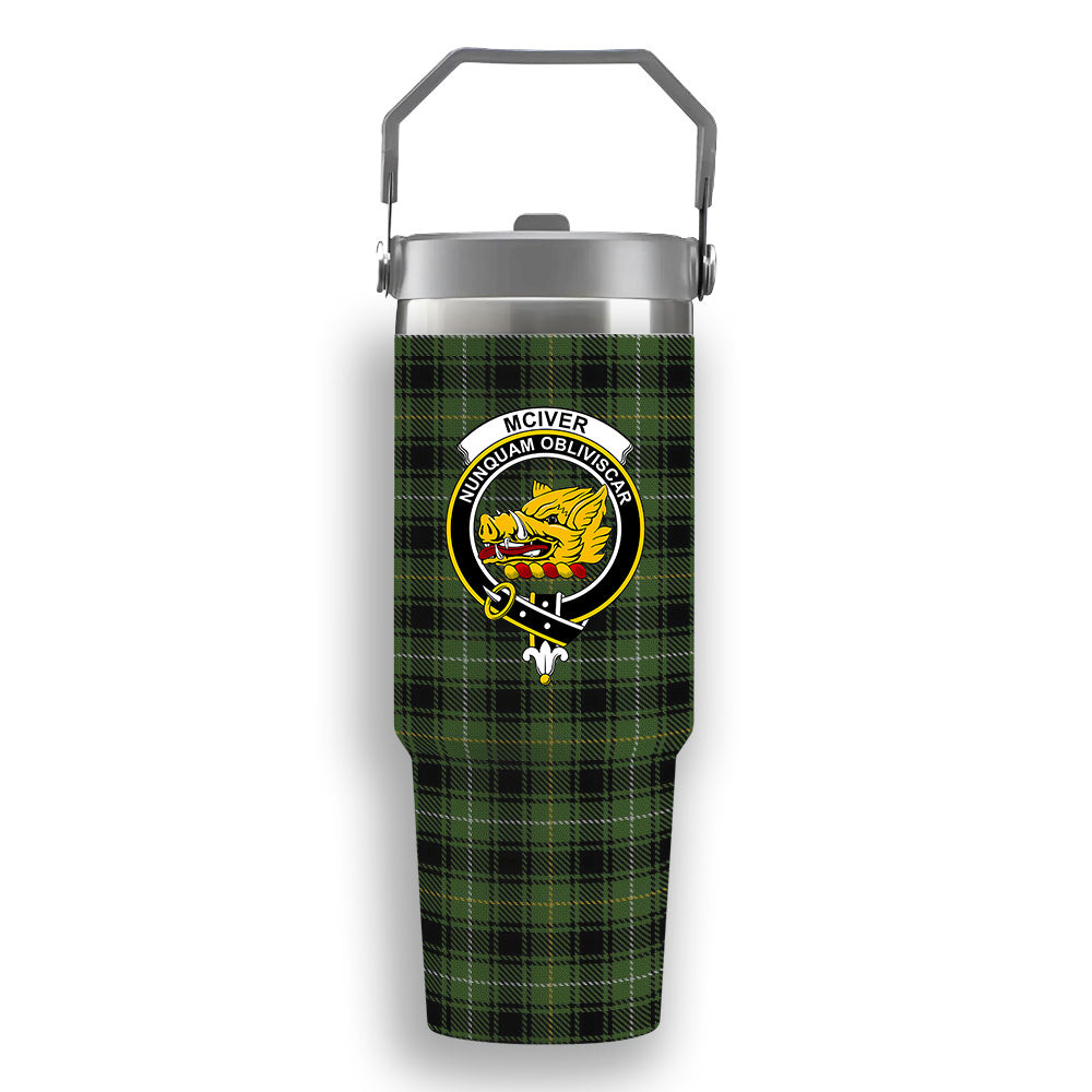 ScotsTee Shop Scottish McIver Hunting Crest Tartan Flip Straw Tumbler 20oz 30oz