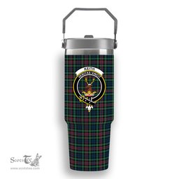 ScotsTee Shop Scottish Keith District Modern Crest Tartan Flip Straw Tumbler 20oz 30oz
