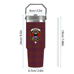 ScotsTee Shop Scottish McLeod Red Crest Tartan Flip Straw Tumbler 20oz 30oz