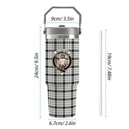 ScotsTee Shop Scottish McFarland Black White Ancient Crest Tartan Flip Straw Tumbler 20oz 30oz