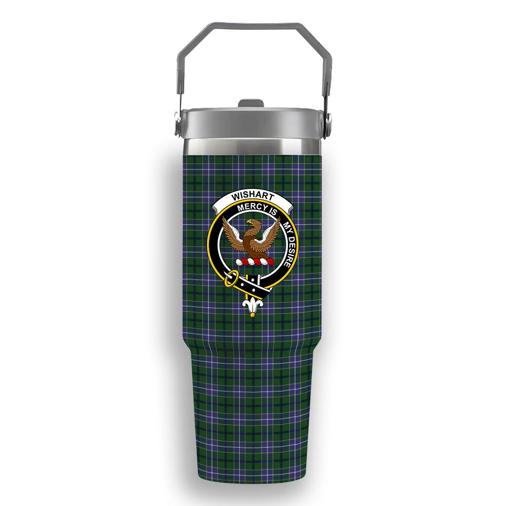 ScotsTee Shop Scottish Wishart Hunting SC Crest Tartan Flip Straw Tumbler 20oz 30oz