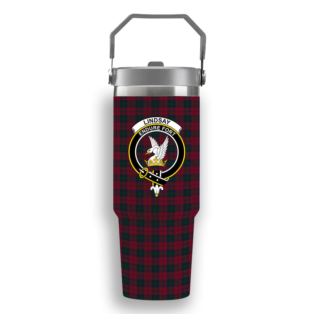 ScotsTee Shop Scottish Lindsay 1 Crest Tartan Flip Straw Tumbler 20oz 30oz
