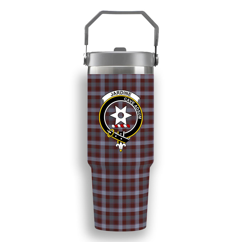 ScotsTee Shop Scottish Jardine of Castlemilk Modern Crest Tartan Flip Straw Tumbler 20oz 30oz