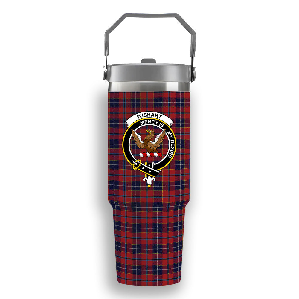 ScotsTee Shop Scottish Wishart Dress Crest Tartan Flip Straw Tumbler 20oz 30oz