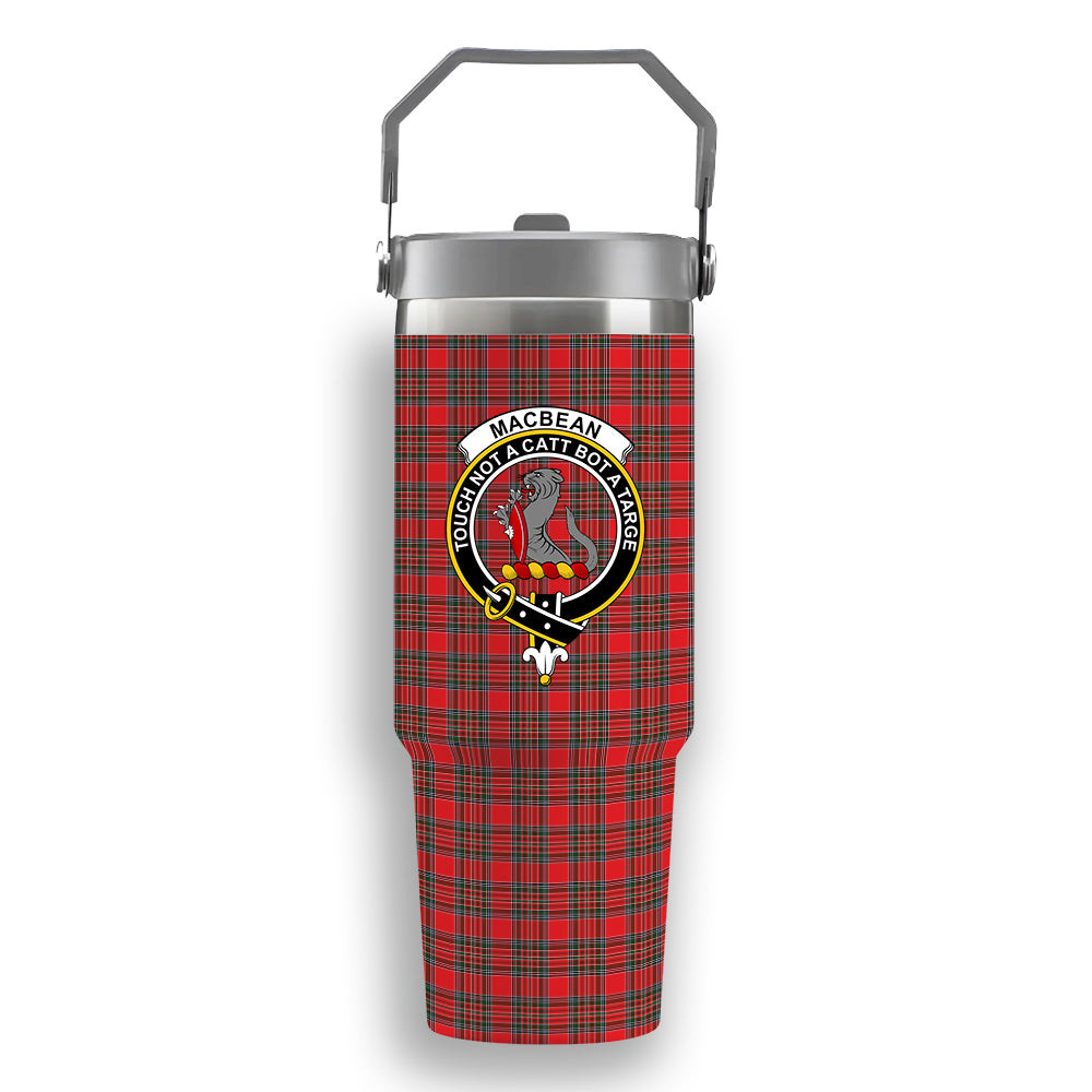 ScotsTee Shop Scottish MacBean Modern Crest Tartan Flip Straw Tumbler 20oz 30oz