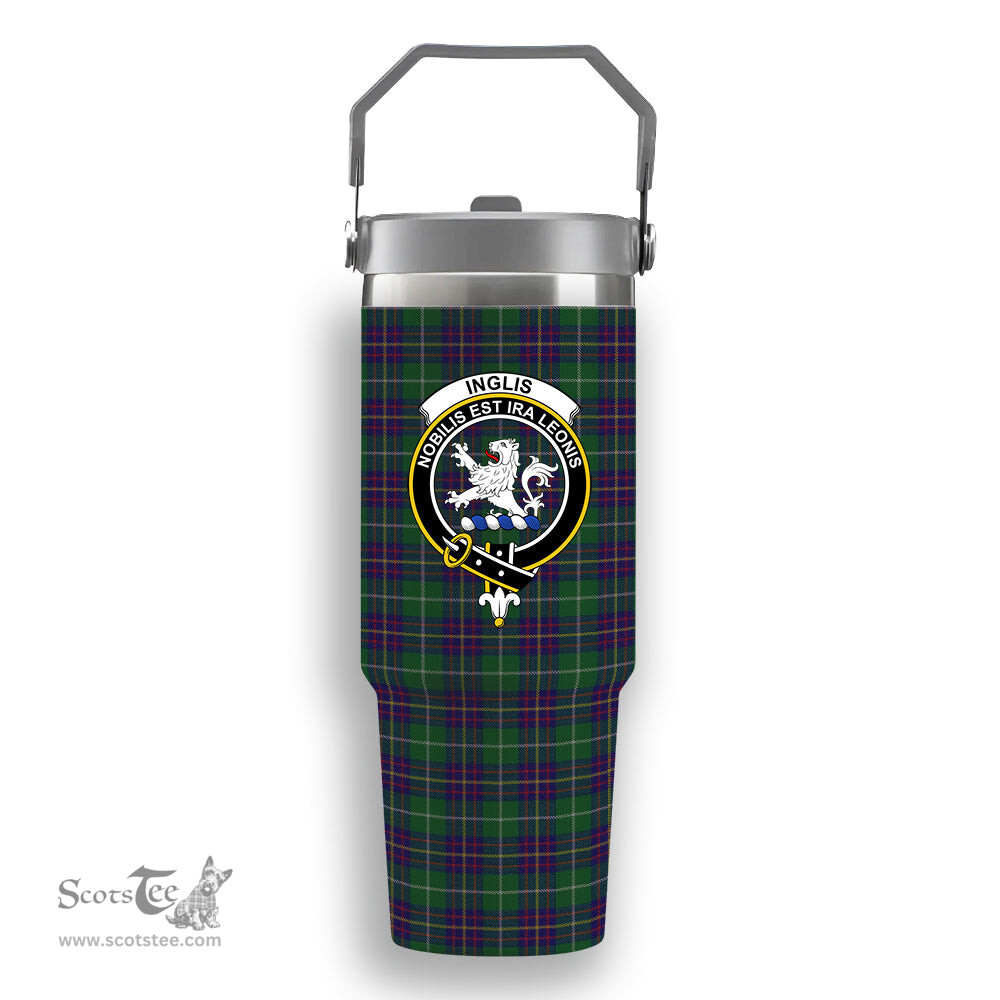 ScotsTee Shop Scottish Inglis Crest Tartan Flip Straw Tumbler 20oz 30oz