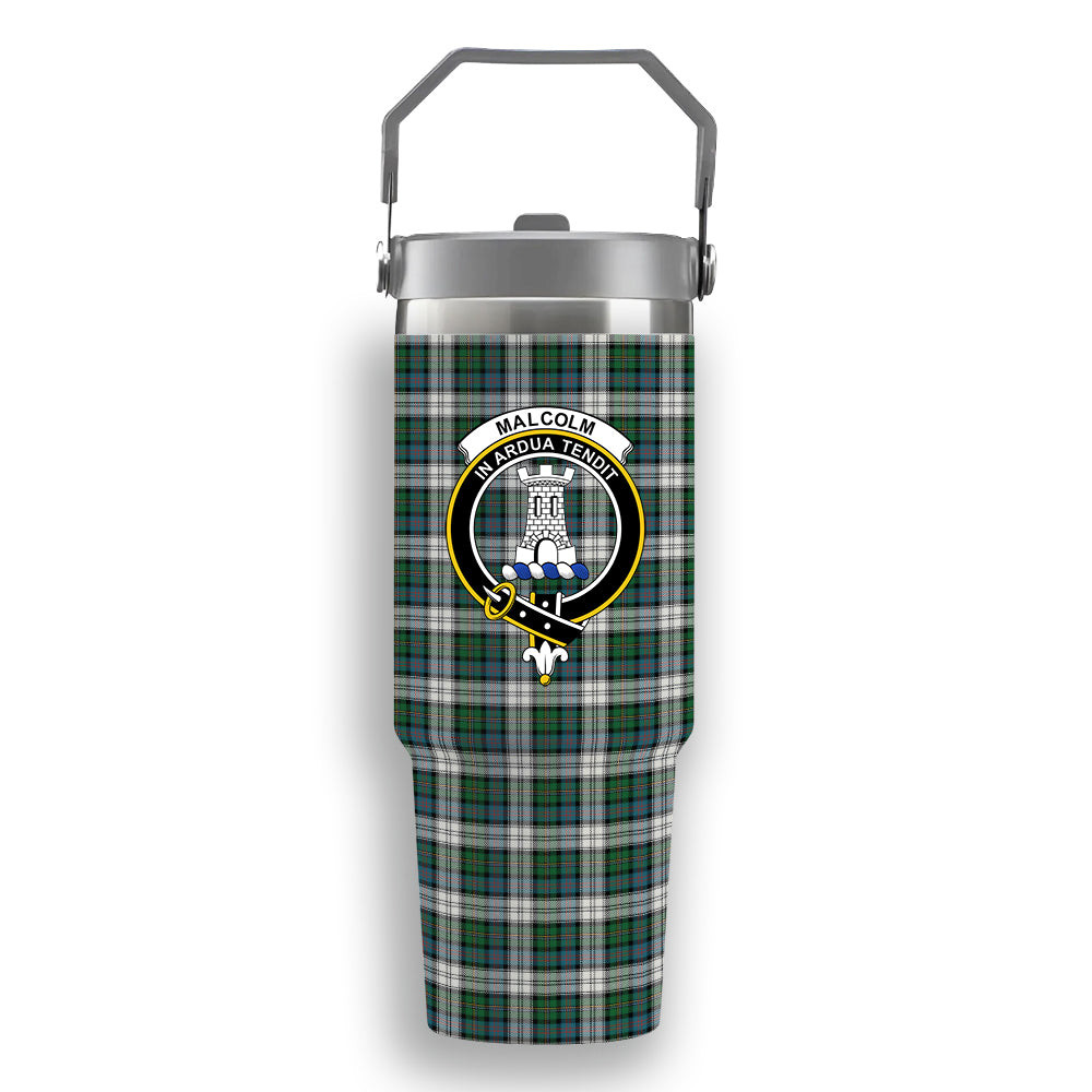 ScotsTee Shop Scottish Malcolm Dress Ancient Crest Tartan Flip Straw Tumbler 20oz 30oz