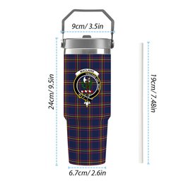 ScotsTee Shop Scottish MacLaine of Lochbuie Hunting Modern Crest Tartan Flip Straw Tumbler 20oz 30oz