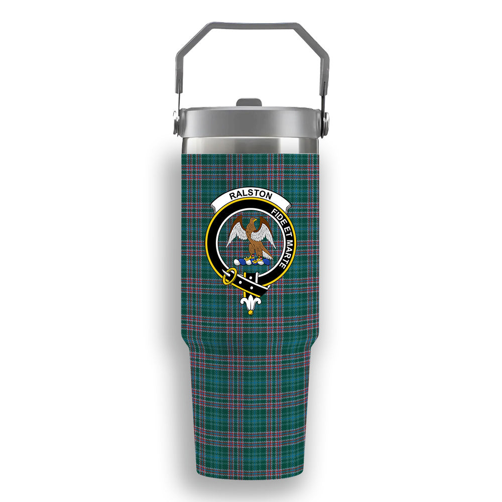 ScotsTee Shop Scottish Ralston USA Modern Crest Tartan Flip Straw Tumbler 20oz 30oz