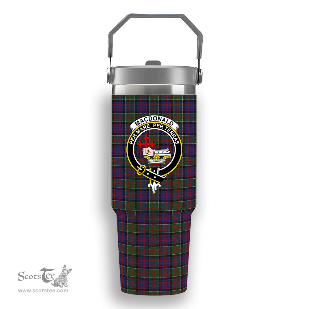 ScotsTee Shop Scottish MacDonald of Clanranald 2 Crest Tartan Flip Straw Tumbler 20oz 30oz