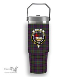 ScotsTee Shop Scottish MacDonald of Clanranald 2 Crest Tartan Flip Straw Tumbler 20oz 30oz