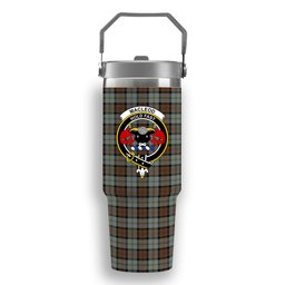 ScotsTee Shop Scottish MacLeod Of Harris Weathered Crest Tartan Flip Straw Tumbler 20oz 30oz