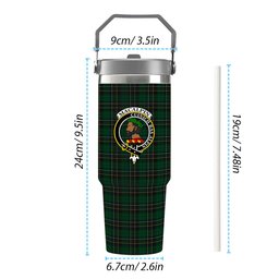 ScotsTee Shop Scottish MacAlpine Crest Tartan Flip Straw Tumbler 20oz 30oz