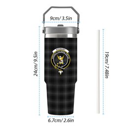 ScotsTee Shop Scottish Stewart Mourning 1880 Crest Tartan Flip Straw Tumbler 20oz 30oz