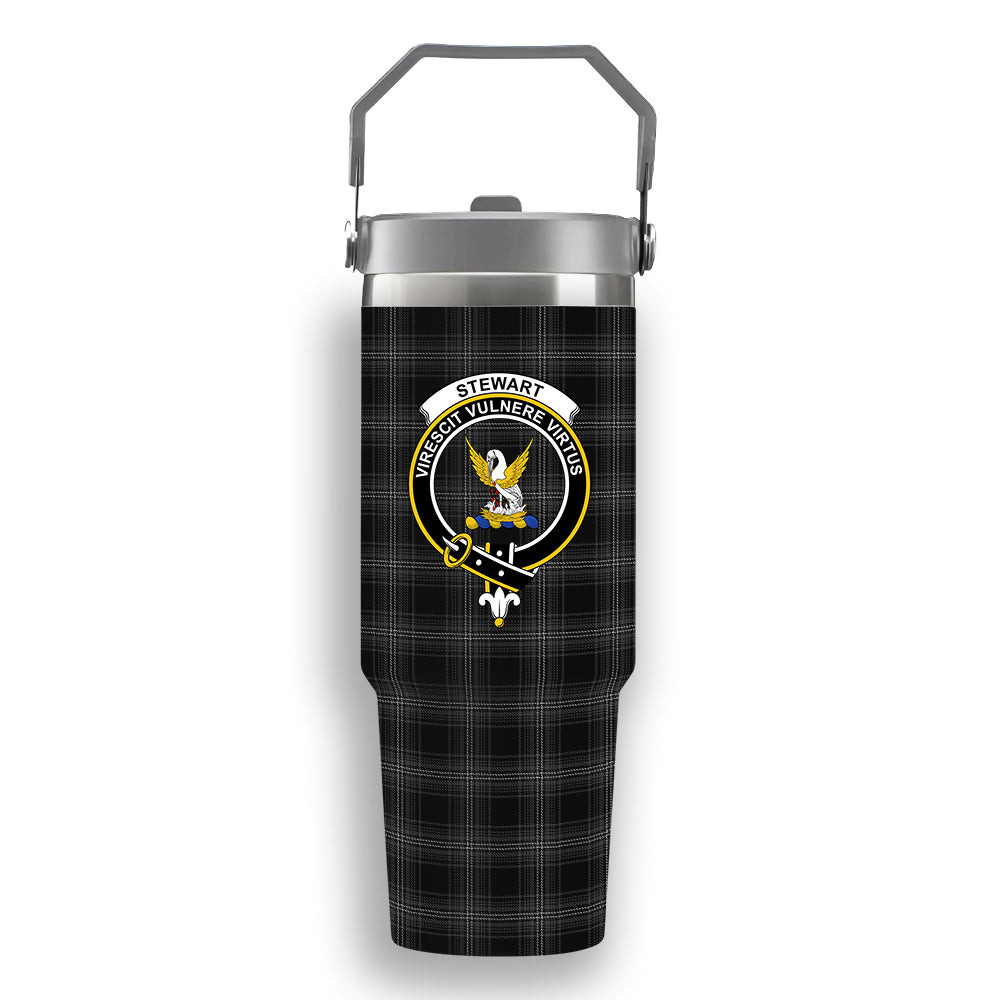 ScotsTee Shop Scottish Stewart Mourning 1880 Crest Tartan Flip Straw Tumbler 20oz 30oz