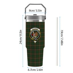 ScotsTee Shop Scottish MacKinnon Hunting 2 Crest Tartan Flip Straw Tumbler 20oz 30oz