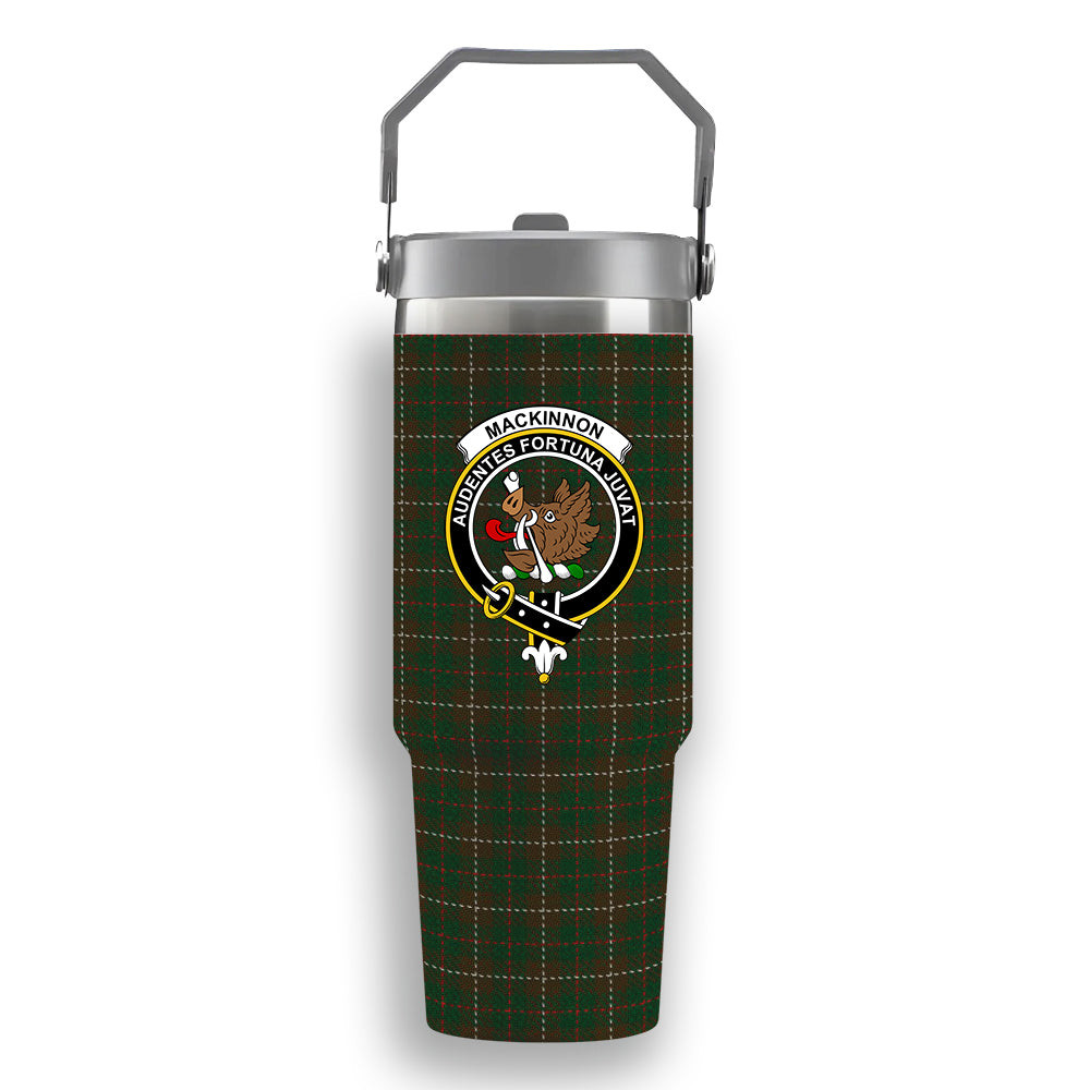 ScotsTee Shop Scottish MacKinnon Hunting 2 Crest Tartan Flip Straw Tumbler 20oz 30oz