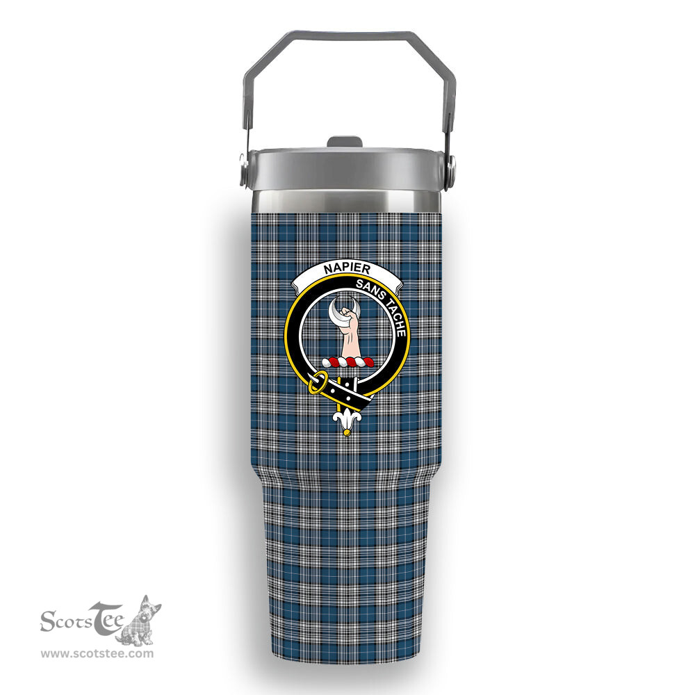 ScotsTee Shop Scottish Napier Modern Crest Tartan Flip Straw Tumbler 20oz 30oz