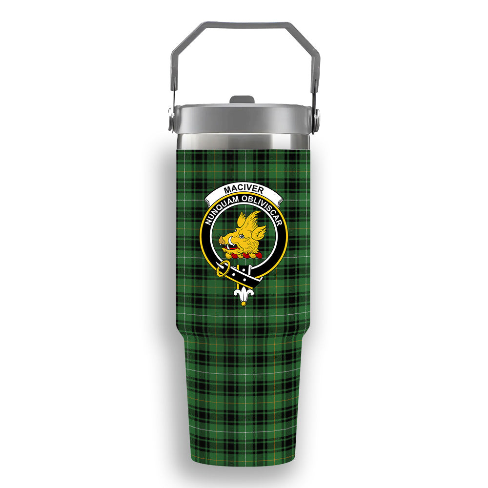 ScotsTee Shop Scottish MacIver Hunting Ancient Crest Tartan Flip Straw Tumbler 20oz 30oz