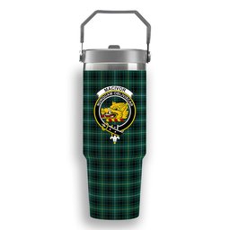 ScotsTee Shop Scottish MacIvor Hunting Modern Crest Tartan Flip Straw Tumbler 20oz 30oz