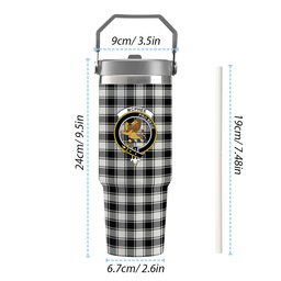 ScotsTee Shop Scottish McPhee B&W Ancient Crest Tartan Flip Straw Tumbler 20oz 30oz