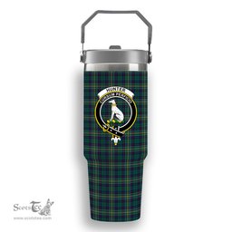 ScotsTee Shop Scottish Hunter of Hunterston Modern Crest Tartan Flip Straw Tumbler 20oz 30oz