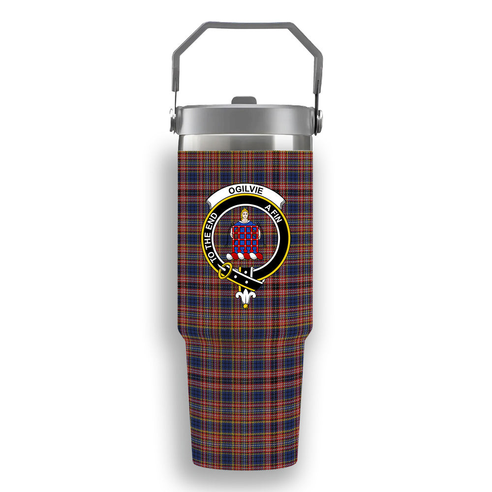 ScotsTee Shop Scottish Ogilvie 6 Crest Tartan Flip Straw Tumbler 20oz 30oz