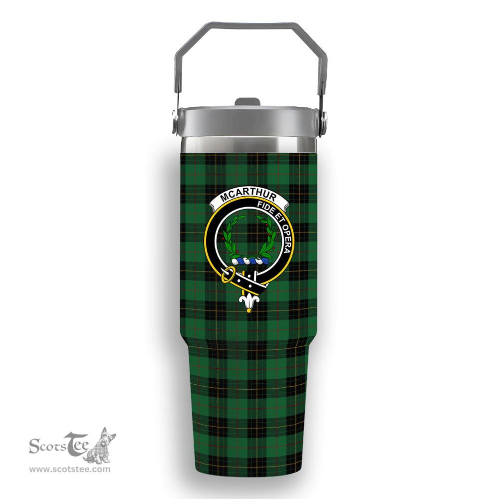 ScotsTee Shop Scottish McArthur-Fox Hunting Ancient Crest Tartan Flip Straw Tumbler 20oz 30oz