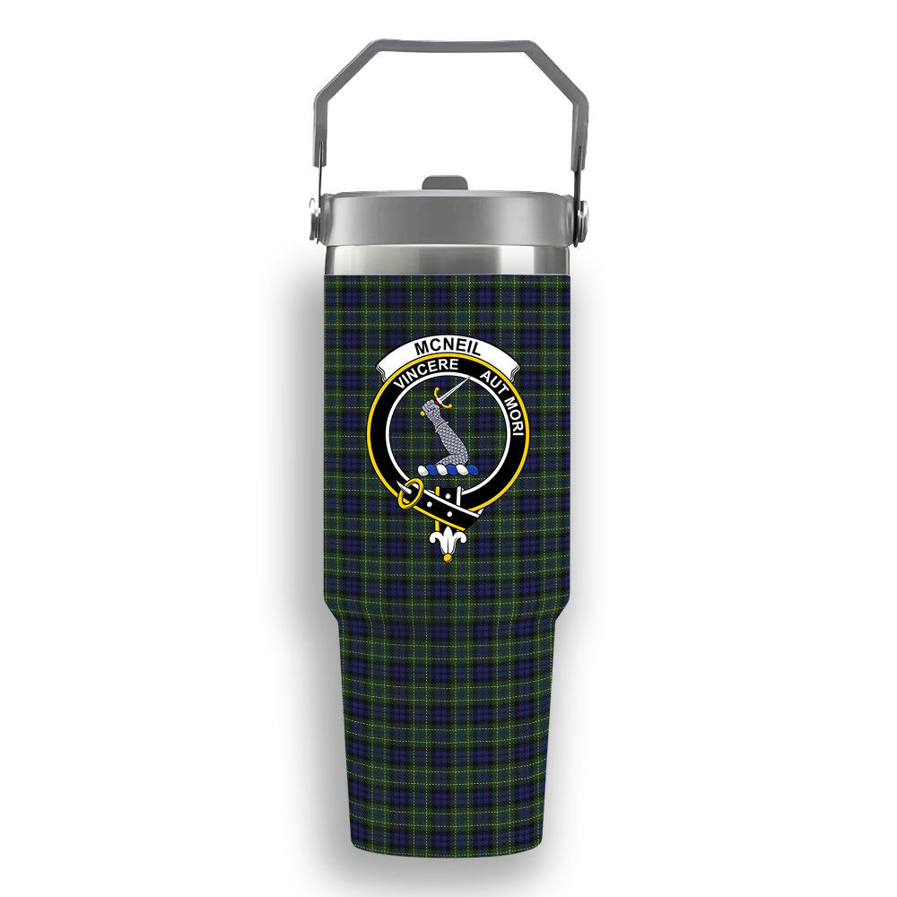 ScotsTee Shop Scottish McNeil of Colonsay Crest Tartan Flip Straw Tumbler 20oz 30oz