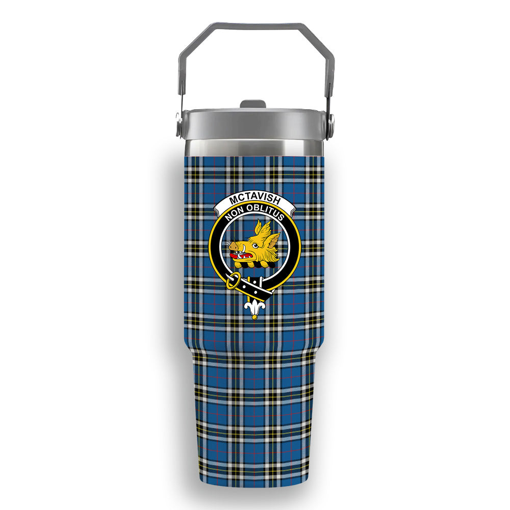 ScotsTee Shop Scottish McTavish Dress Modern Crest Tartan Flip Straw Tumbler 20oz 30oz