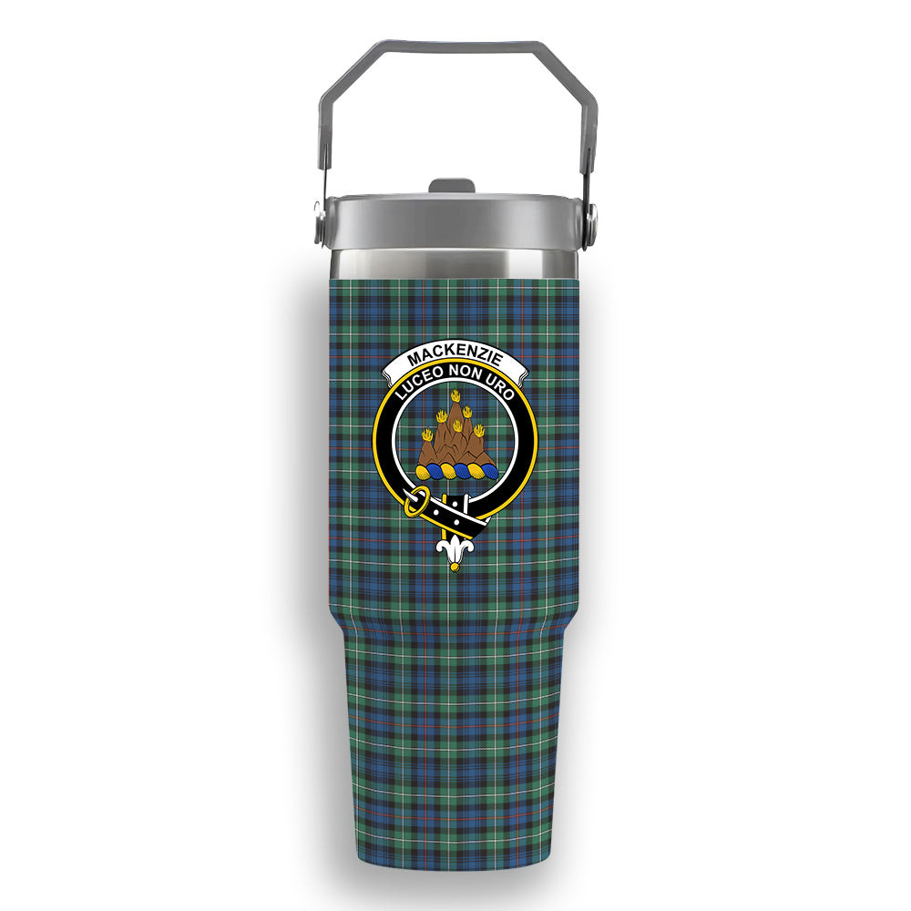 ScotsTee Shop Scottish MacKenzie Ancient Crest Tartan Flip Straw Tumbler 20oz 30oz