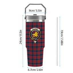 ScotsTee Shop Scottish McTavish Crest Tartan Flip Straw Tumbler 20oz 30oz