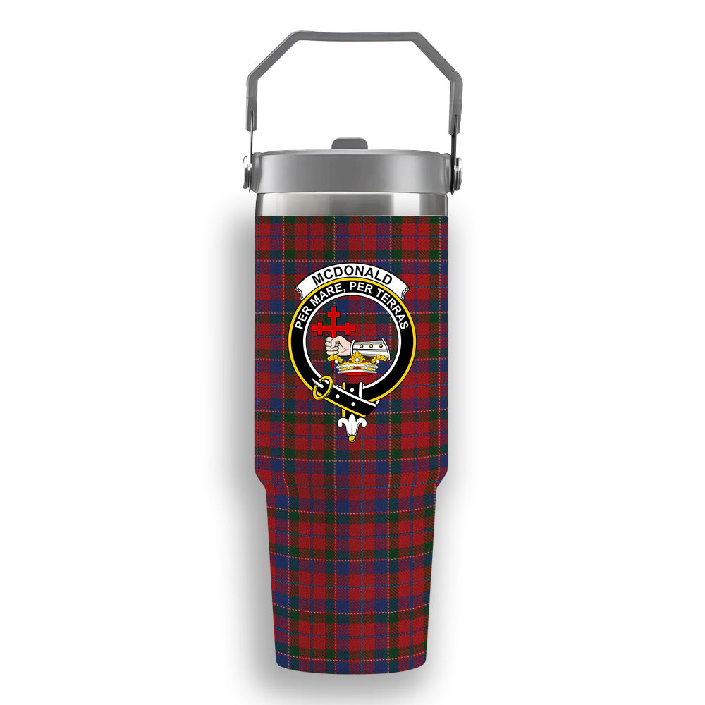 ScotsTee Shop Scottish McDonald of Glenaladale Crest Tartan Flip Straw Tumbler 20oz 30oz