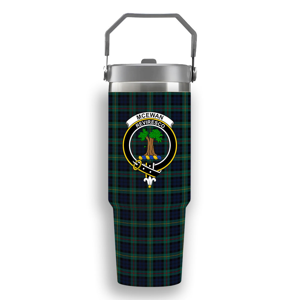 ScotsTee Shop Scottish McEwan Modern Crest Tartan Flip Straw Tumbler 20oz 30oz
