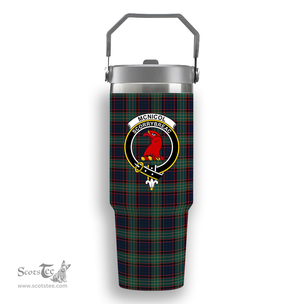ScotsTee Shop Scottish McNicol Hunting Modern Crest Tartan Flip Straw Tumbler 20oz 30oz