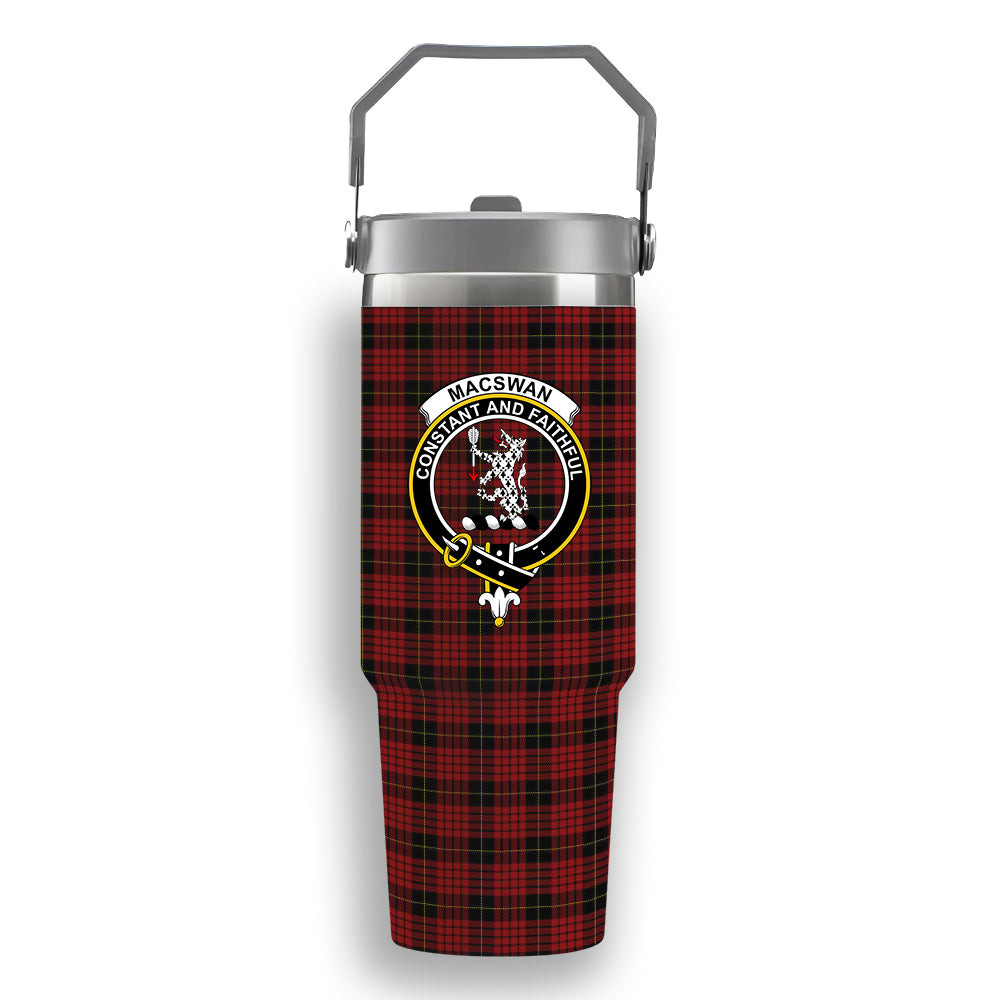 ScotsTee Shop Scottish MacSwan Crest Tartan Flip Straw Tumbler 20oz 30oz
