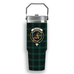 ScotsTee Shop Scottish McAulay Hunting Modern Crest Tartan Flip Straw Tumbler 20oz 30oz