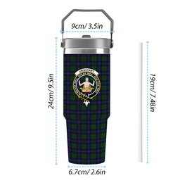 ScotsTee Shop Scottish Urquhart White Line Crest Tartan Flip Straw Tumbler 20oz 30oz