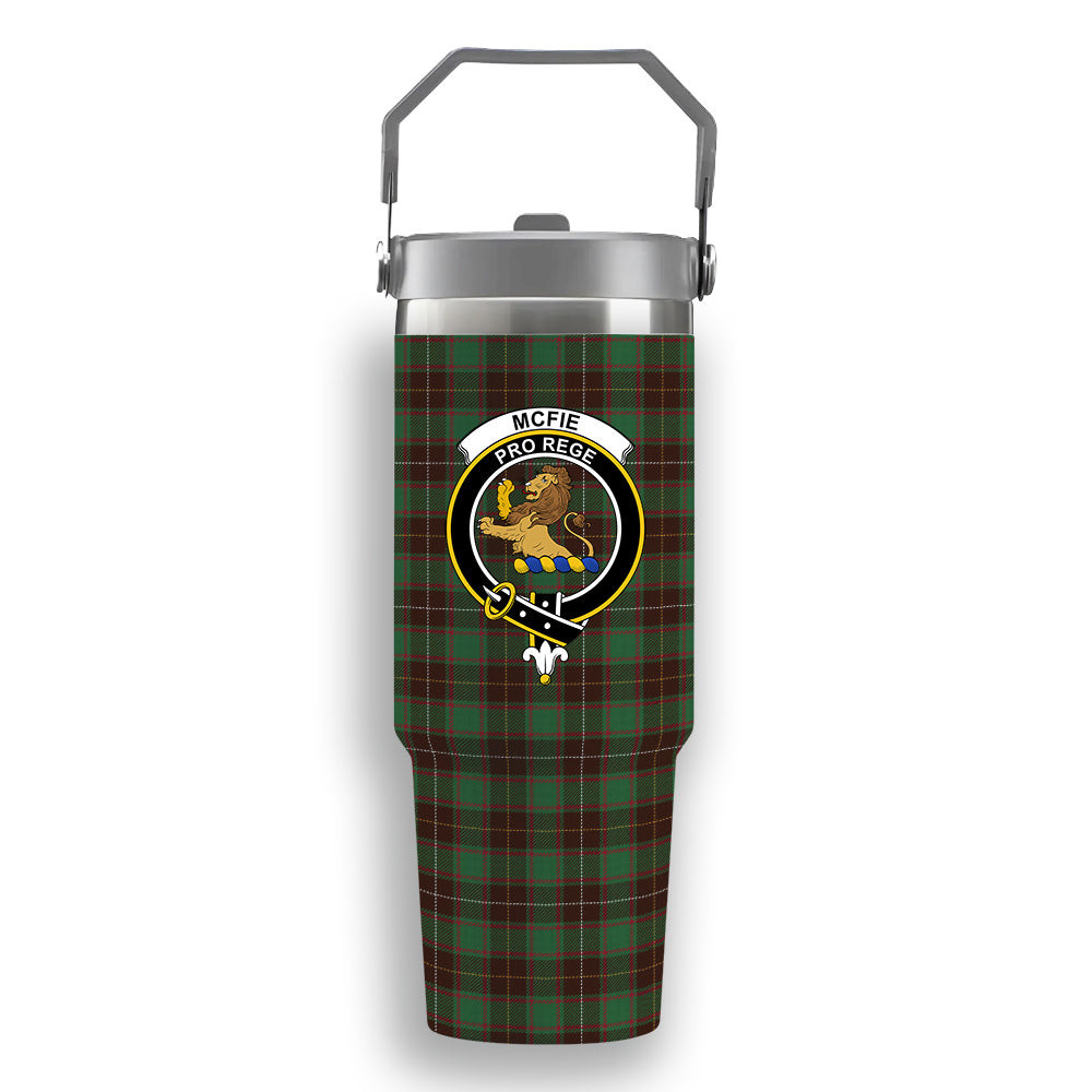 ScotsTee Shop Scottish McFie Hunting Modern Crest Tartan Flip Straw Tumbler 20oz 30oz