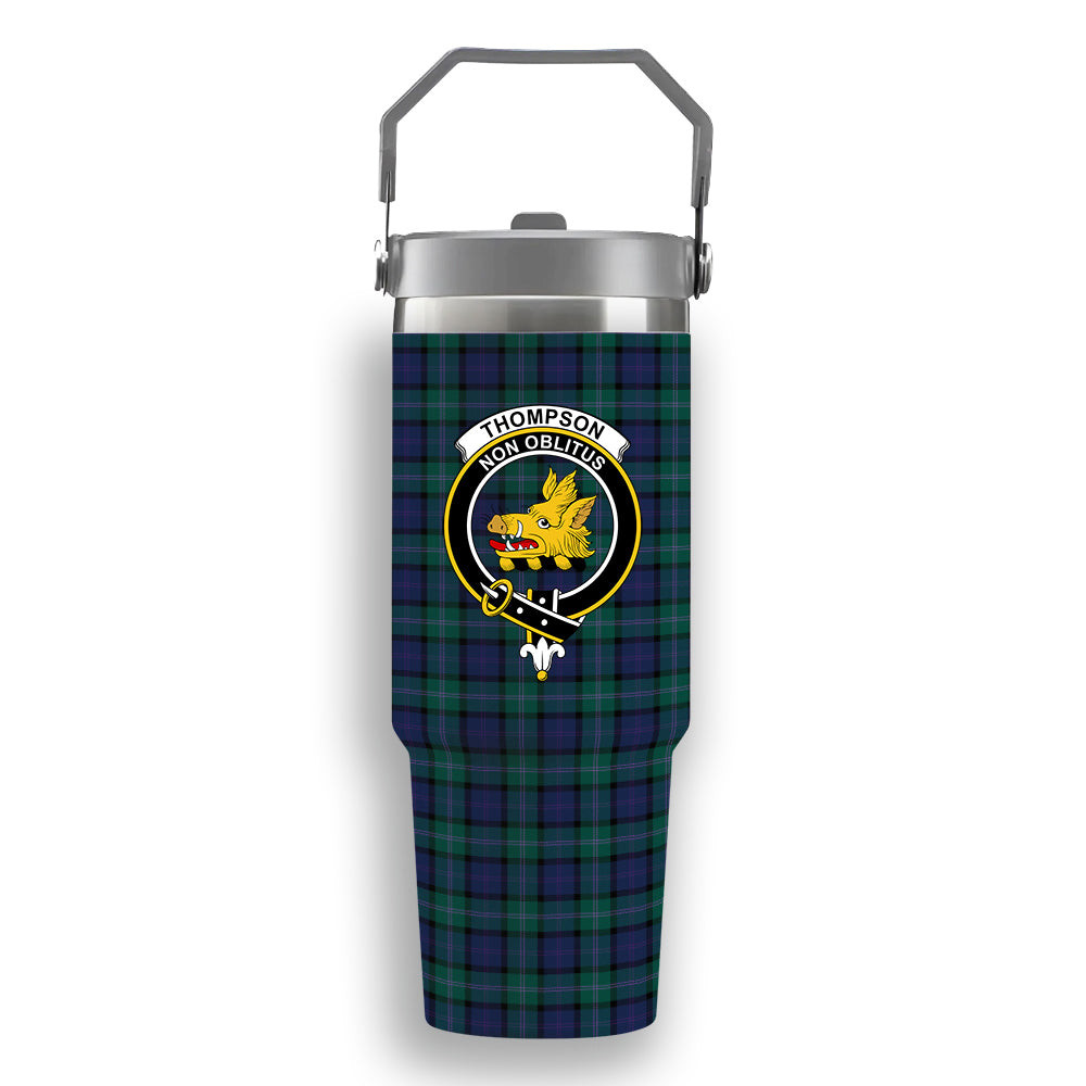 ScotsTee Shop Scottish Thompson Modern Crest Tartan Flip Straw Tumbler 20oz 30oz